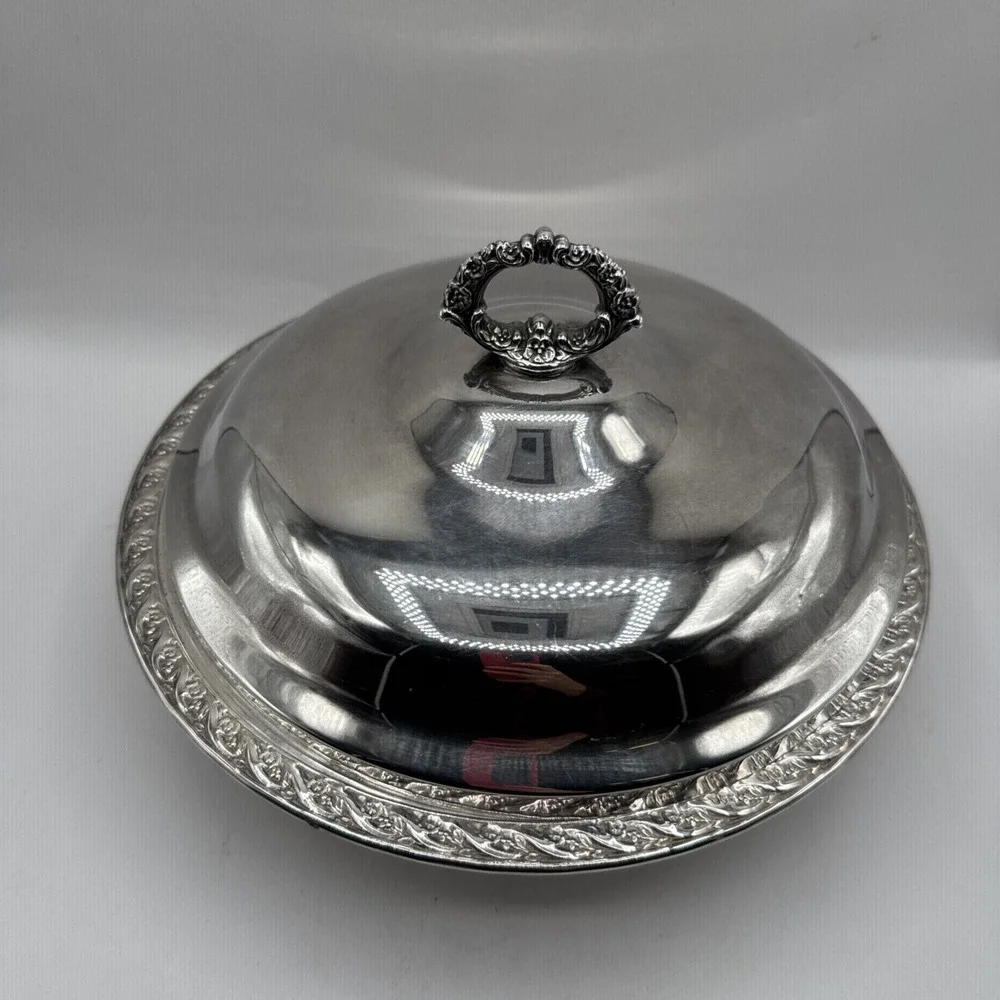 Wm. Rogers & Son Spring Flower Silverplate‎ Lidded Serving Dish #3062